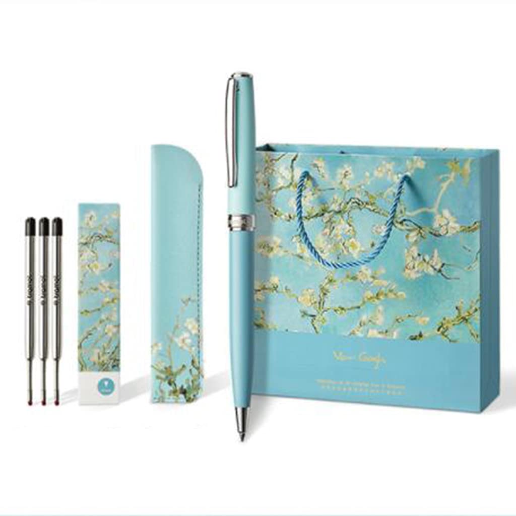 Metallstifte Drehbarer Kugelschreiber Stifte Taschenformat Mit PU Beutel 3 Ersatz Stiftminen Für Business Kugelschreiber Sets Macaron Blau Mit PU Stiftbeutel 3 Extras Austauschbare Minen