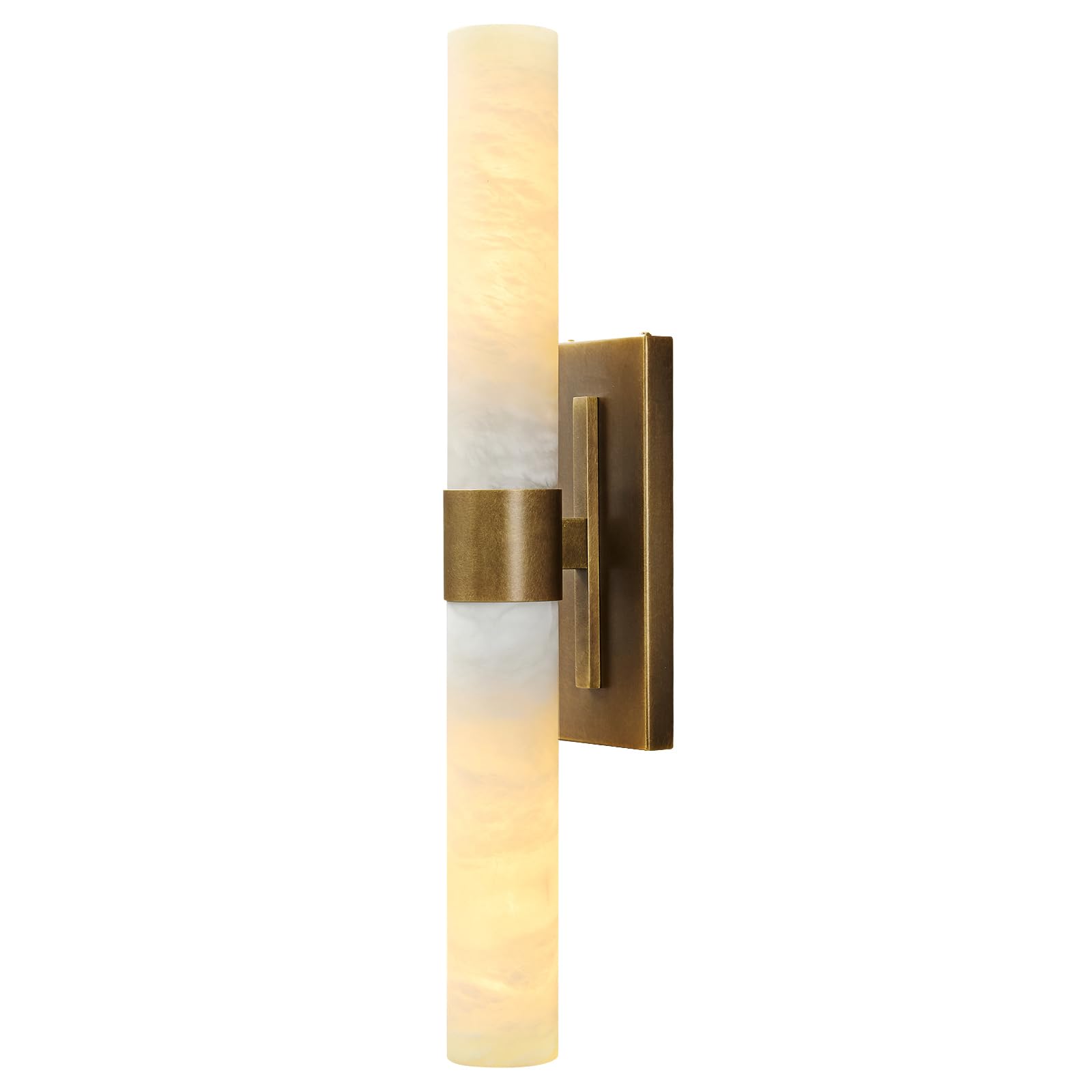 Photo 1 of Natural Alabaster Wall Sconce, Brass Wall Sconce, Modern Bronze Marble Sconce, Rust Resistant Vintage Indoor Vanity Wall Light, Lighting for Bathroom Living Room Dining Room Kitchen Bedroom Hallway
