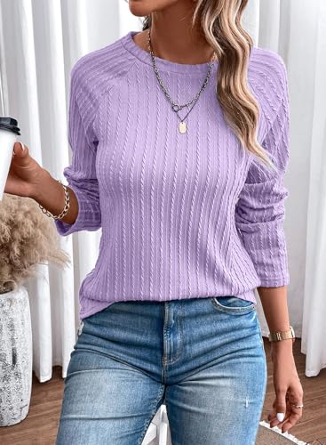 Image of Dokotoo Womens Tops Long Sleeve Lightweight Shirts 2026 Spring Fashion Clothing Trendy Tops Crewneck Knit Basic Tee