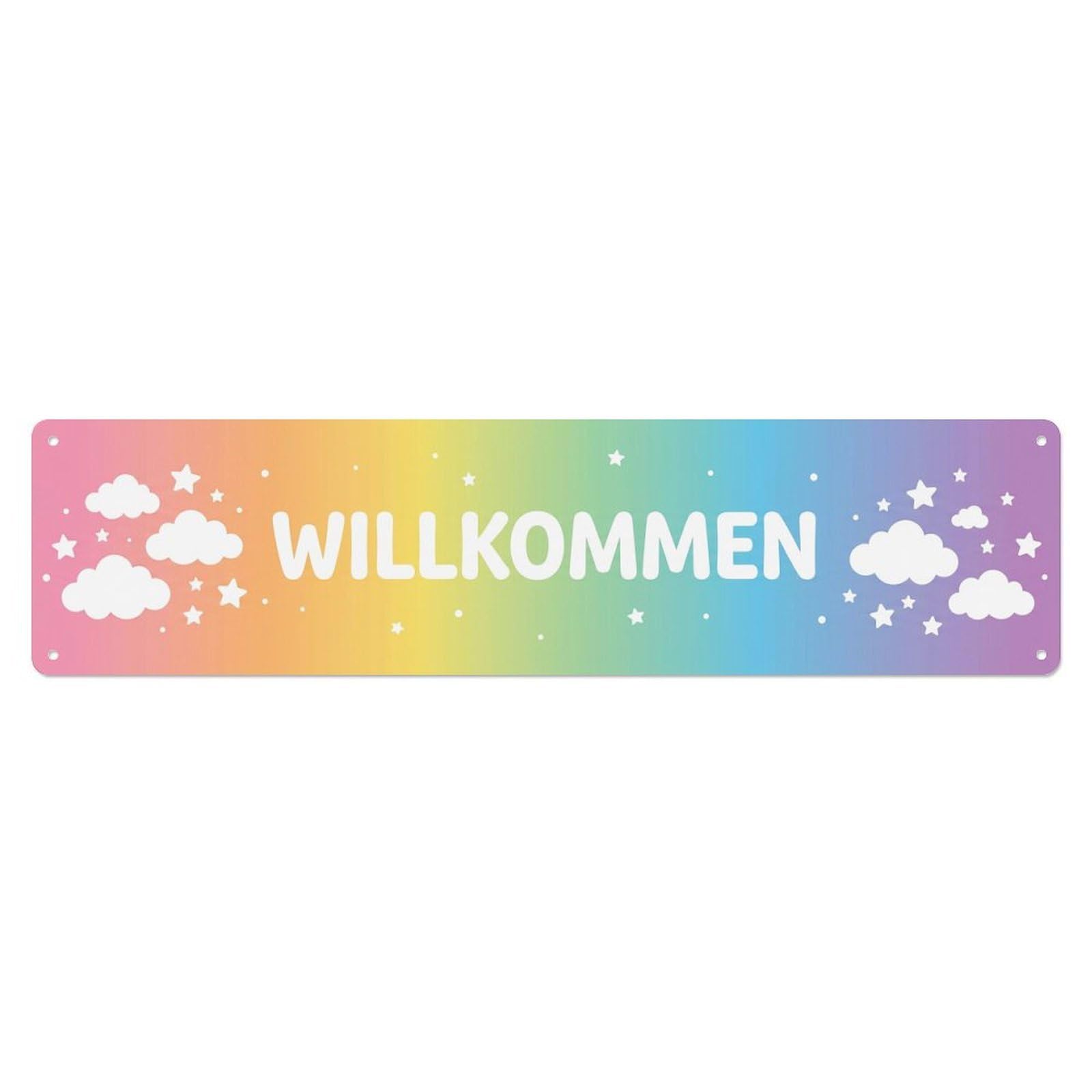 Pastel Rainbow Kids Daycare Welcome Metal Tin Sign Plaque Wall Decor for Cafe, Club Bar, Office, Home Garden Metal Poster 4x16Inch