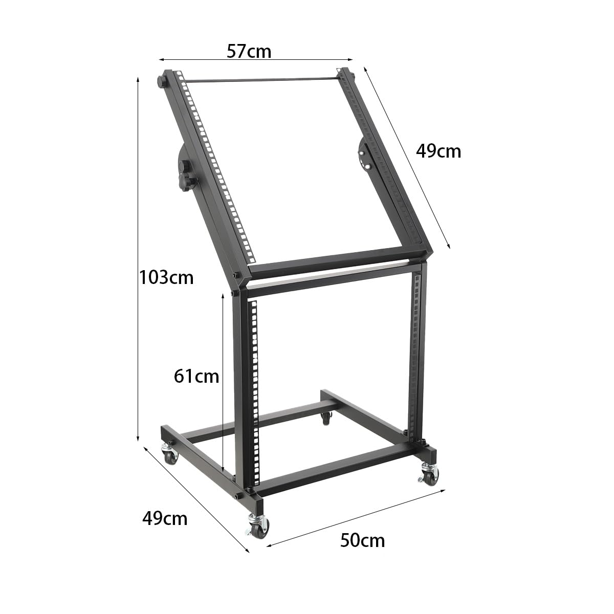 Mobiler Rack Wagen mit 4 rollenden Rollen, Mobiler DJ PA Studio Rack Wagen Rack Ständer Rollwagen Stage Stand, DJ Mixer Stand Rack Mount Mobiler Stand Stage Cart Rack, Schwarz