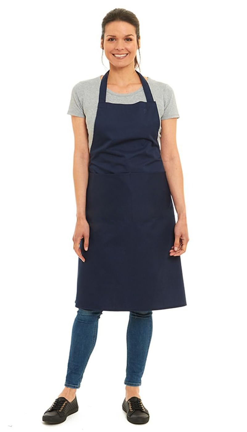 Tesmark Plain Barbecue & Butcher Aprons for Men and Women with Pockets, One Size Plain Colour Versatile Aprons Ideal for Home, BBQ and Professional Use (Navy)