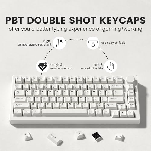 Image of dagaladoo Double Shot PBT keycaps Set, Cherry Profile Keyboard Keycaps | Retro key caps full size,Custom keycaps for 60% 65% 75% 100% MX switch Mechanical Keyboard(Milky White,126-keys)