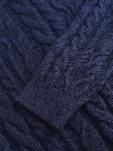 CIDER Cable Knit Round Neckline Long Sleeve Sweater3