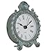 NIKKY HOME Baroque Style Pewter Quartz Small Round Table Clock with 3.12'' by 1.35'' by 3.87'', Dark Green