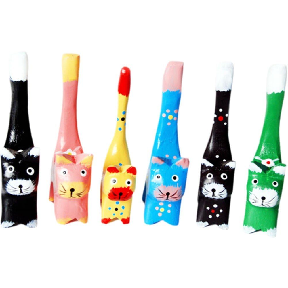Figurines de chat en bois Wudaizhi, lot de 6 statuettes cadeaux