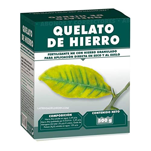 Suinga FERTILIZANTE con Quelato de hierro granulado de 500 gr para la corrección de carencias de hierro