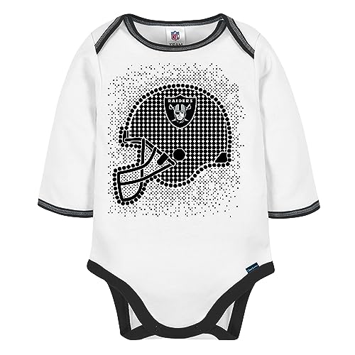 Gerber NFL Oakland Raiders 3 Pack Bodysuit Footed Pant and Cap Registry Gift Set, black/white Oakland Raiders, 6-9M - image 2