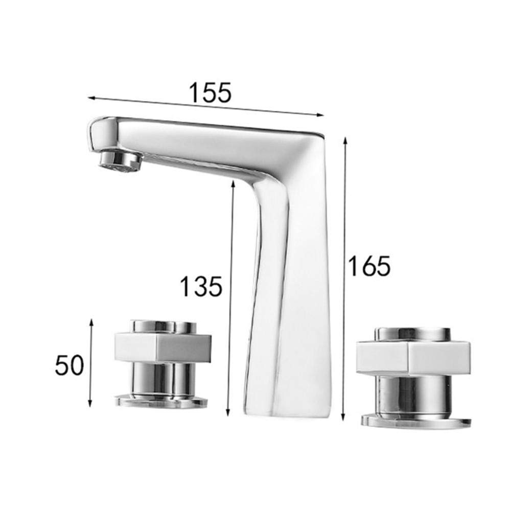 Grifo Lavabo 3 Orificios Tipo Partido Doble Asa Frío y Calor Latón Grifos Lavabos Cromado