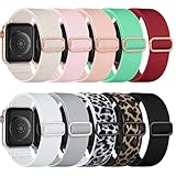 Maledan 10 Stück Elastisch Nylon Armband Kompatibel mit Apple Watch Armband 40mm 41mm 38mm 42mm Damen Herren - Dehnbar Nylon Sport Loop Band für iWatch Series 11 10 9 8 7 6 5 4 3 2 1 SE3 SE2 SE, Set C