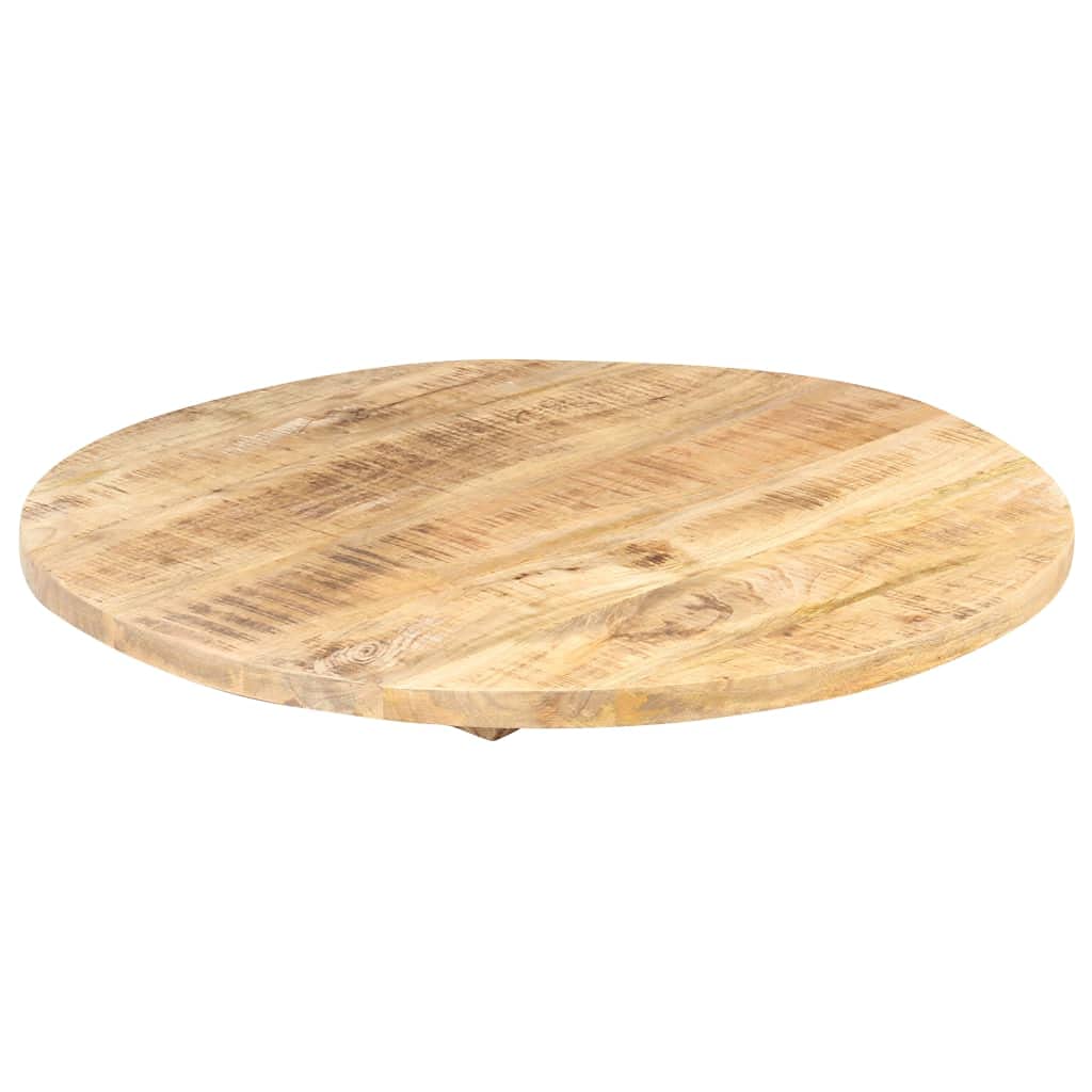 Générique Tischplatte aus massivem Mangoholz, rund, 60 cm, Dicke 25 – 27 mm, raue Oberfläche, industriell, für Restaurant, Café oder Hotel, leicht zu reinigen mit einem feuchten Tuch