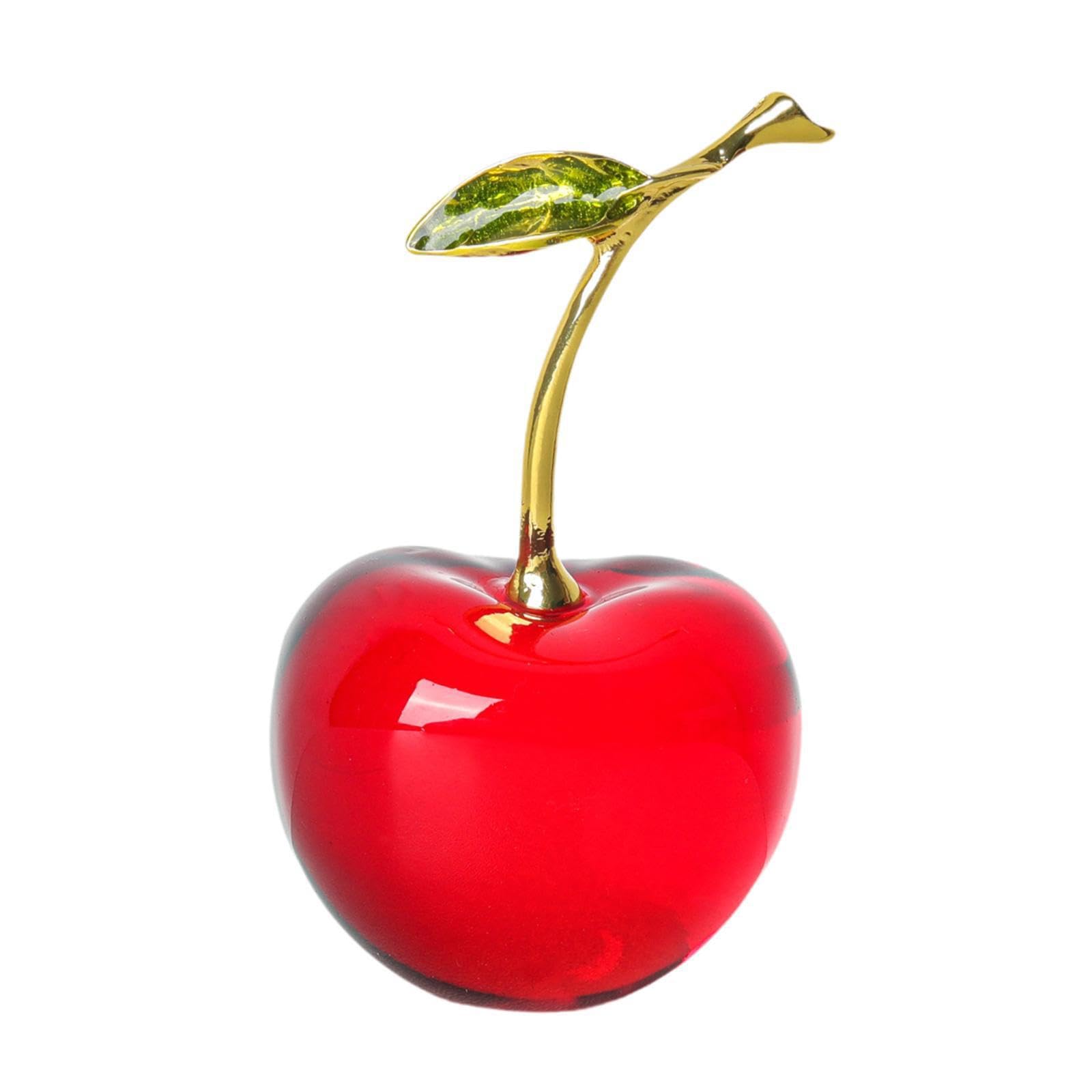 QIXCXAZ Fruit Statue Figurine Gorgeous Cherry Sculpture Cute Decorative Crafts Living Room Office Table Centerpiece Crafts Office Desk Table Car Dashboard