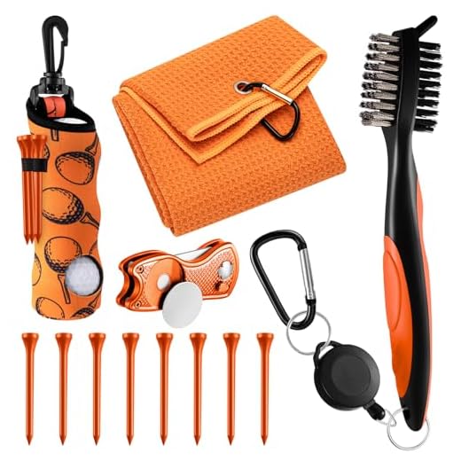 Liliful Kit de acessórios de golfe com 12 peças, inclui bolsa de bola de golfe com gancho, toalha, marcador magnético, escova de limpeza de ferramentas divot, para presentes femininos e masculinos