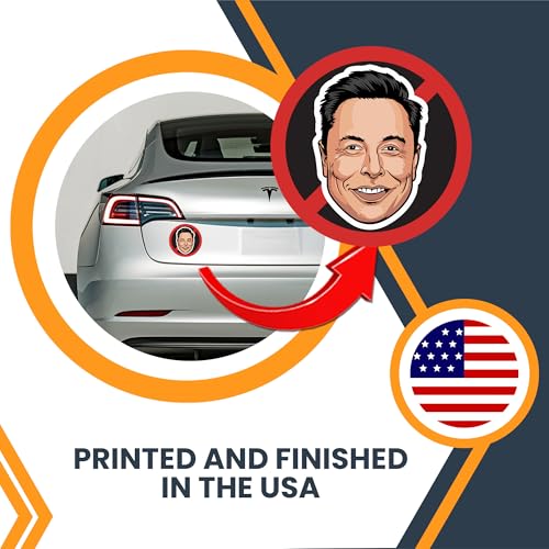 Image of Magnet Me Up No Elon Face Magnetic Decal Funny Anti-Billionaire Car Magnet, Political Satire Fridge Decor, 5-Inch Round UV-Printed Vinyl, Weatherproof & Durable, Made in USA