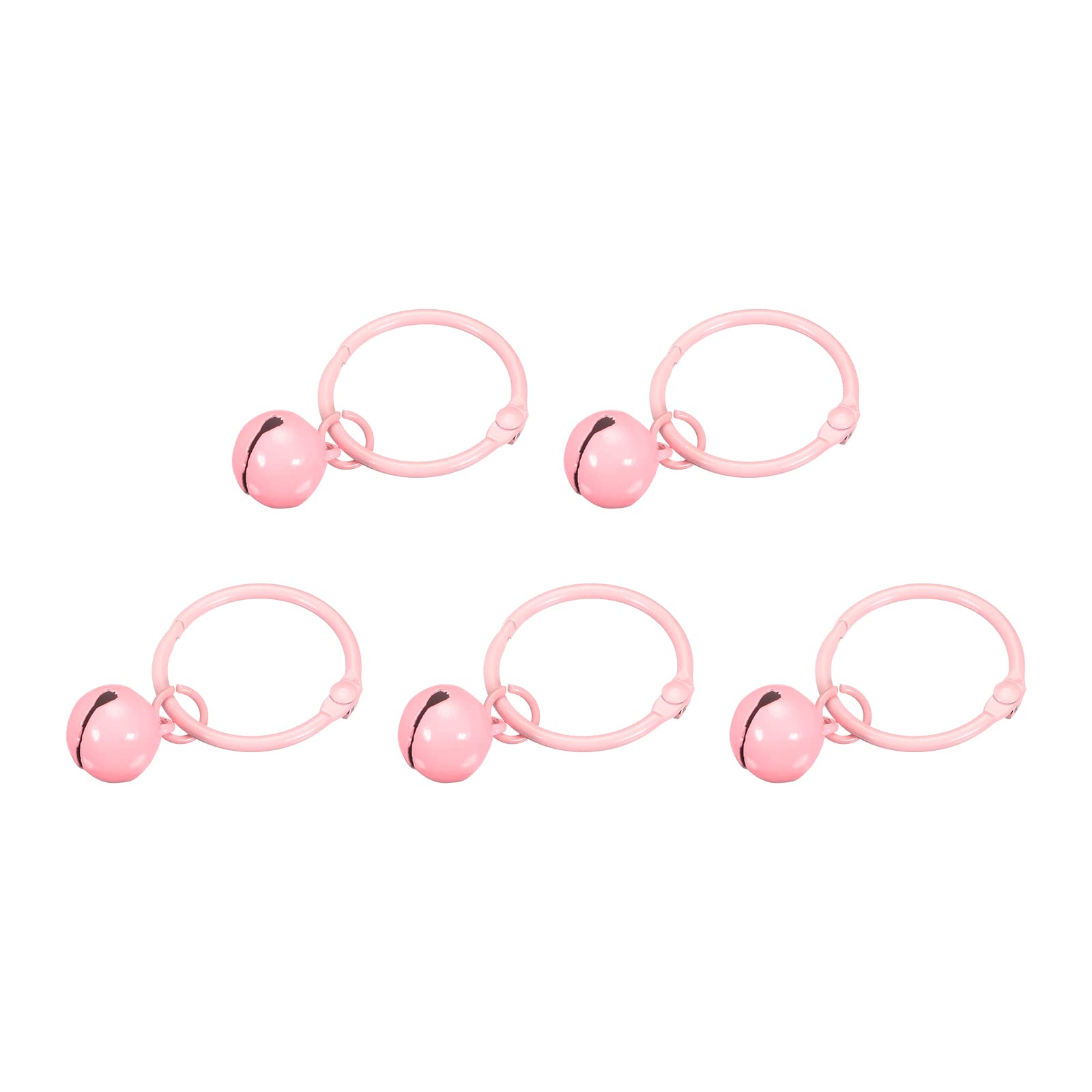 uxcell 5Pcs Keyrings with Bells, Pink 30mm/0.51
