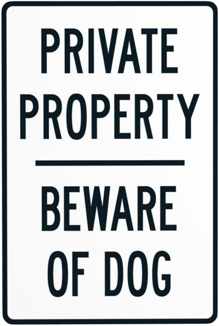 Private Property Beware of Dog Rust Free Aluminum Sign - Retro Safety Decor with Pre-Drilled Holes for Home Gate, Business Perimeter - 16x12 Inch​