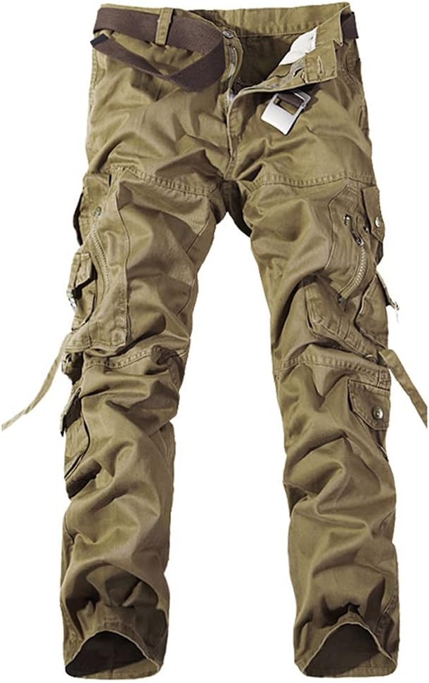 KEHAIOO Men Military Camo Cargo Pants, Leisure Cotton Trousers, Cmbat Camouflage Overalls