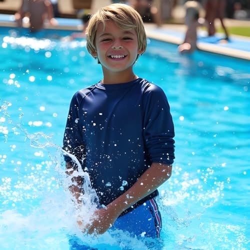 INGEAR Boys Rash Guard Long Sleeve Swim Shirt - Quick Dry UPF 50+, Kids Fishing Shirt, Dry fit Shirts for Boys Sizes XS-XL 6