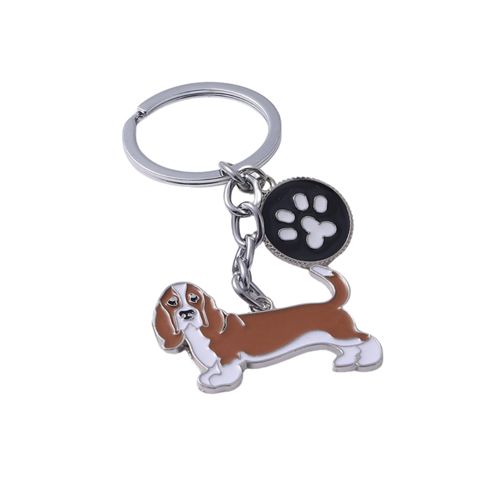 Bt Bear Unisex Basset Hound Brown Keychain,Dog Id Tag Cute Metal Dog Keychain Keyring Keyfob Bag Charm (Basset Hound Brown)