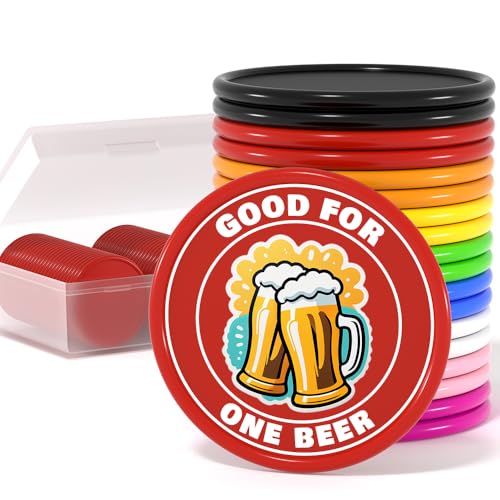 200 Custom Poker Chips, Custom Drink Tokens Personalized Own Logo, Image and Text, Double Sided Full Color Printing Custom Drink Chips for Bar, Business Cards, Company Logo and Promotions (Red)