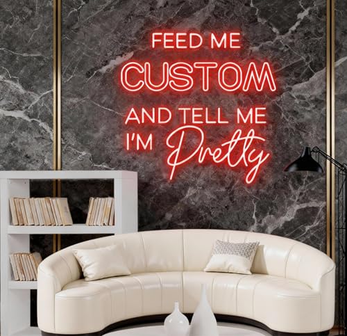 Image of Feed Me Pizza And Tell Me I'm Pretty Neon Sign Custom Restaurant Fast Food TACOS BBQ BURGERS STEAK Led Neon Light Home Wall Decor for Bedroom Bar Pub Kitchen Hotel Party Gift