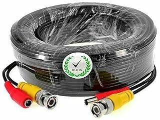 Multibao 2-in-1 BNC Video Power Cables, 5M 10M 20M 30M 50M BNC DC Power Video Lead Cables CCTV Security Camera DVR Extension Cable Black Color (50 Meter)