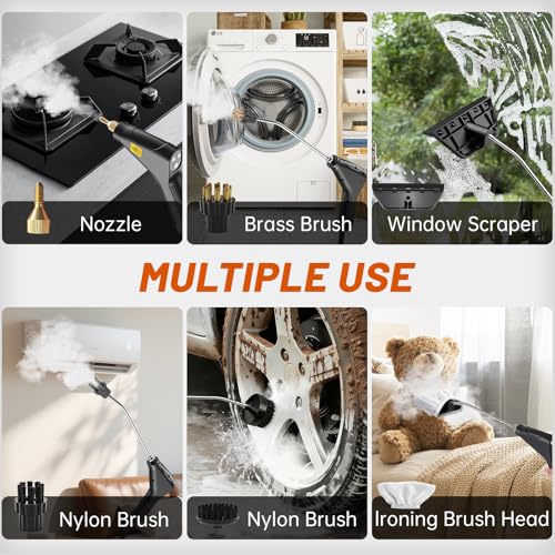 Image of High Pressure Steam Cleaner, 6-Level Adjustable, 15s Heat-Up, 1.2L Large Tank. Portable High Temp Bathroom Power Steamer Cleaning Machine Steam Cleaner For Home Use Kitchen Grease Car Cleaning