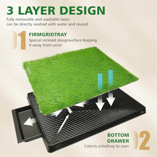 Dog-Grass-Pad-with-Tray-Artificial-Grass-Pee-Pad-Potty-for-Pets-Washable-Replacement-Potty-Mat-for-Dog-Pee-Pads-Portable-Dog-Litter-Box-for-SmallMedium-Dogs-25-x-20-x-25-inches Dog Grass Pad with Tray Artificial Grass Pee Pad Potty for Pets Washable Replacement Potty Mat for Dog Pee Pads Portable Dog Litter Box for SmallMedium Dogs 25 x 20 x 25 inches