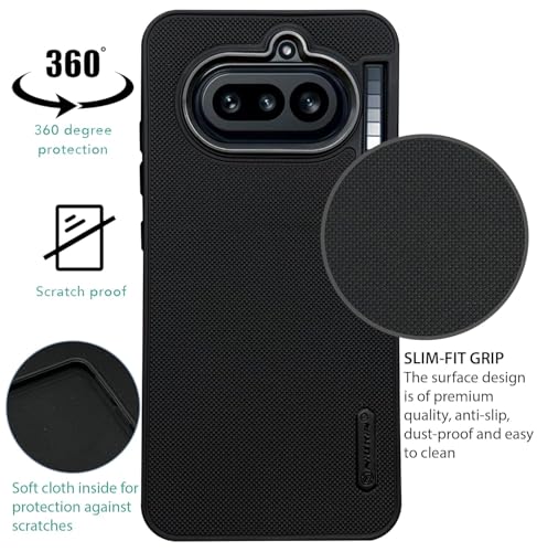 Image of Back Cover for Nothing Phone 4a 5G, Super Frosted Raised Camera Protect | Textured Grip Design | Ultra-Soft Dotted Slim-Fit Design | Microfiber Cloth Inside | (Black)