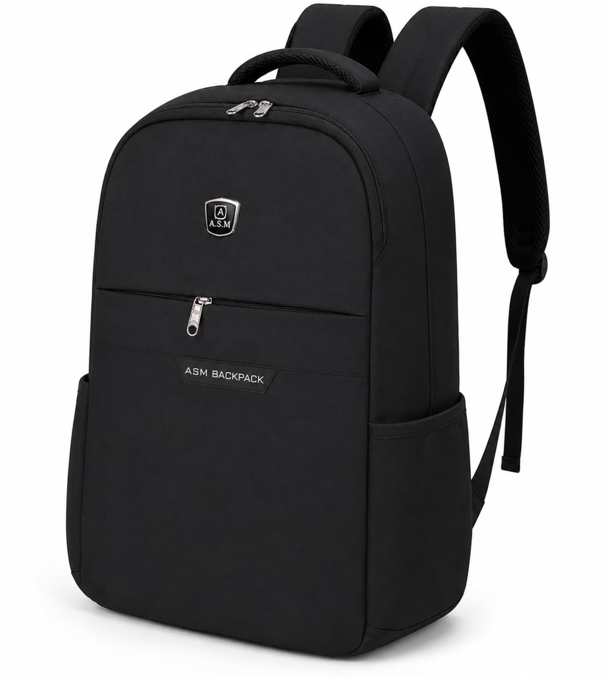 15L Laptop Backpack for Men & Women | Water Resistant College & Travel Bag with Bottle Pocket | Lightweight Multi Compartment School & Office Backpack | Padded Shoulder Straps | Black-image-4