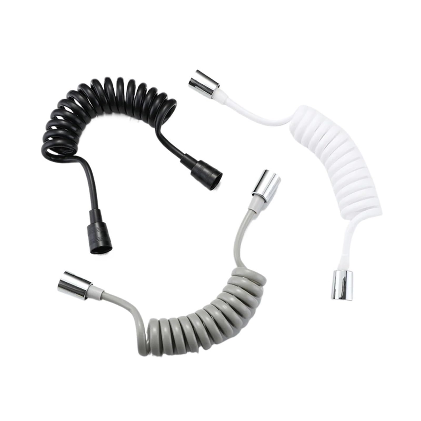 1,5 m Telefonleitungsstil Feder Flexibler Brauseschlauch Wasser Sanitär Toilette Bidet Sprayer Verbindungsrohr Badezimmer Zubehör(Black)