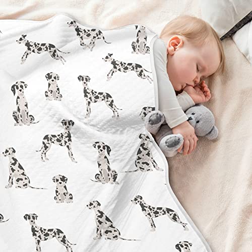 Image of Swaddle Blanket Great Dane Dog Cotton for Infants, Receiving, Lightweight Soft Swaddling for Crib, Stroller, Nursery, 30x40 in