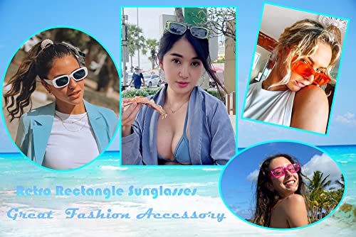 Eyegla 8 Pack Retro Rectangle Sunglasses for Women Trendy Square Party Glasses Bulk for Women Men2