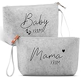 2 Stücke Geschenke Für Werdende Mutter, Kosmetiktasche Bag für werdende Mama Mutter Beutel, Kosmetiktasche aus Filz mit Reißverschluss, Babyparty Mom Bag Geschenke Kliniktasche Geburt für Schwangere