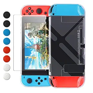 Dockable Case Compatible with Nintendo Switch,FYOUNG Protective Accessories Cover Case Compatible with Nintendo Switch and Nintendo Switch Joy-Con with a Tempered Glass Screen Protector - Clear
