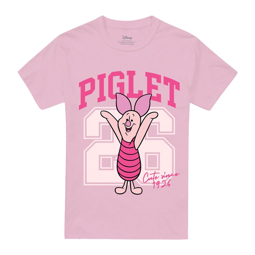 Disney Winnie The Pooh Piglet Collegic 1926 Unisex T Shirt, Pink, Small