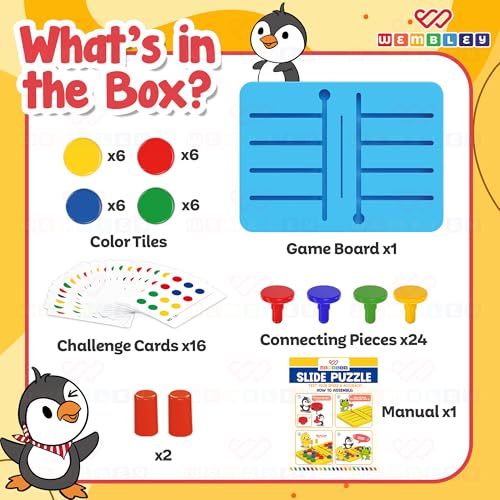Image of Wembley Slide Puzzle for Kids 5+ Years | Brain Games for Children | Color Matching Puzzle Game | 2 Player Board Game | Toys for 5-7 Years | Puzzle Activity | Gift for Boys & Girls