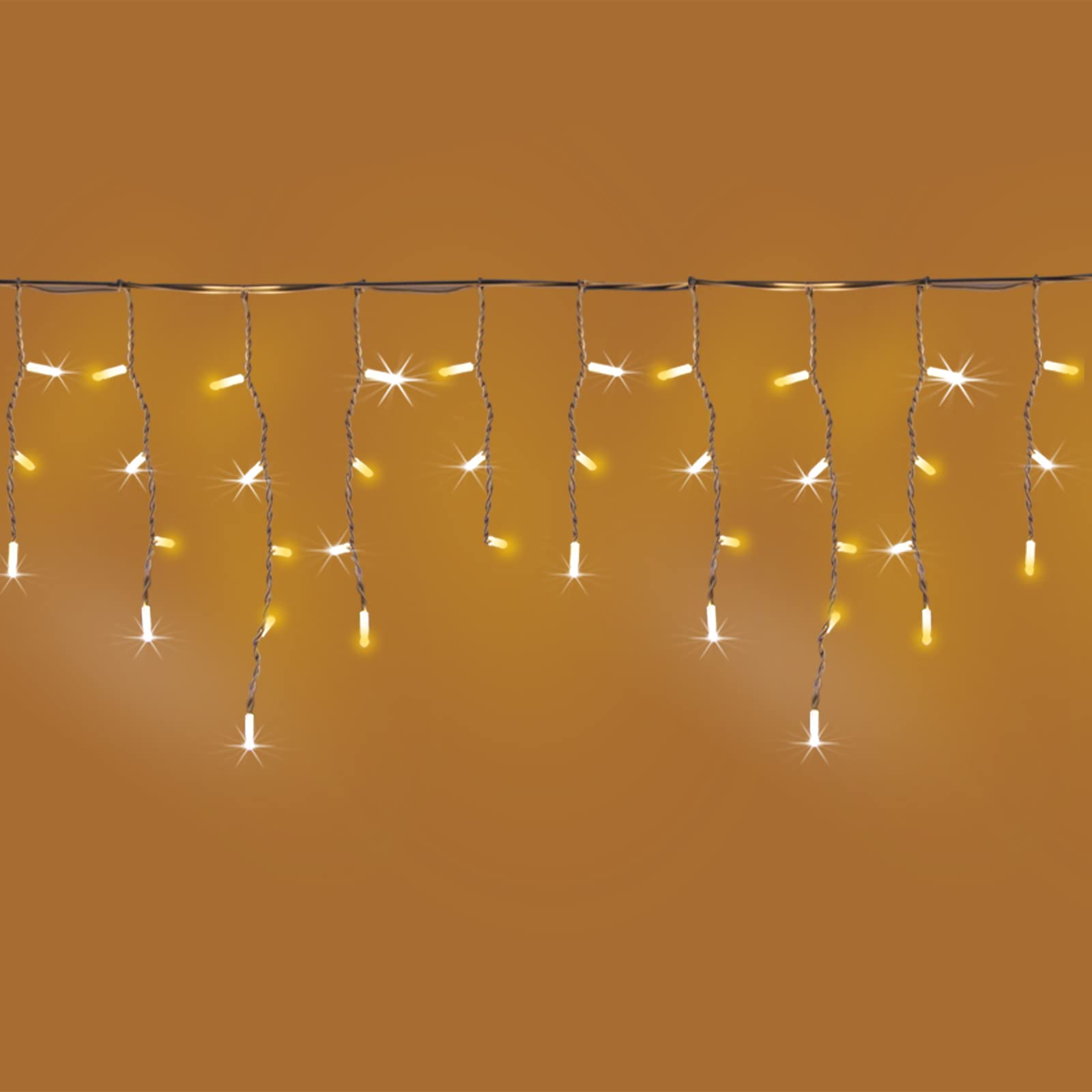 Luccika Cascade de Stalactiti 5 x 0,5 m avec 190 MaxiLed Blanc Chaud et flash Blanc Glace tente pluie Professionnel pour usage extérieur intérieur Extensible