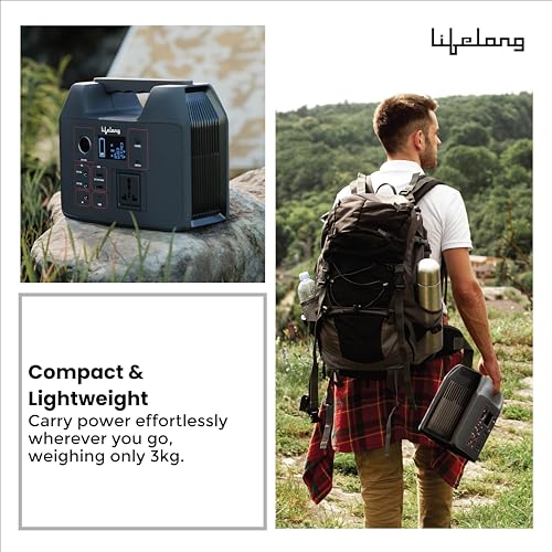 Image of Lifelong 256Wh LiFePO4 Portable Power Station - 10-Year Battery Life, 230V 50Hz, Power 6 Appliances at Once, Fast Charging, Home & Outdoor Use