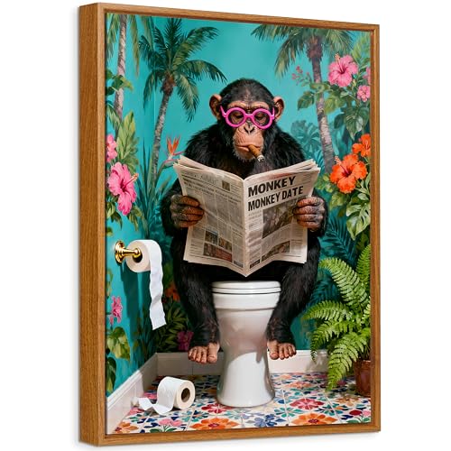 Poster mural gorille amusant pour habiller un mur vide de salle de bains 40x60