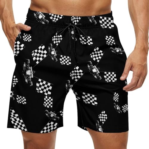 Racing Race Car Mens Swim Trunks Quick Dry Board Shorts Beach Swimwear Bathing Suits