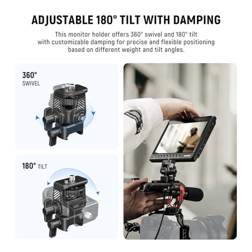 Image of NEEWER Field Monitor Mount Monitor Holder with NATO Clamp, 360 Swivel, 180 Tilt, Anti Twist Screw Compatible with Atomos Ninja 5 inch & 7 inch Camera Monitor Compatible with SmallRig Camera Cage, MA020