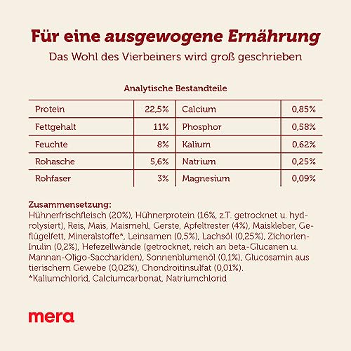 mera Care Senior Huhn, Trockenfutter für ältere Hunde ab 9 Jahre, mit 62% tierischen Protein und Senior Schutzkomplex, ohne Weizen, 4kg