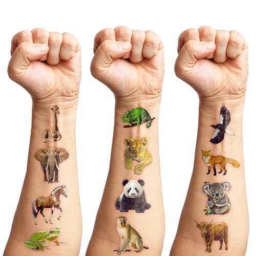 Meoisdabest 110 Pcs Realistic Wildlife Jungle Animal Temporary Tattoos Sticker Reptile Woodland Jungle Birthday Party Decorations Supplies Favors Gifts Boys Girls Safari Zoo Cute Fake Tattoo School Reward Themed thumb #3