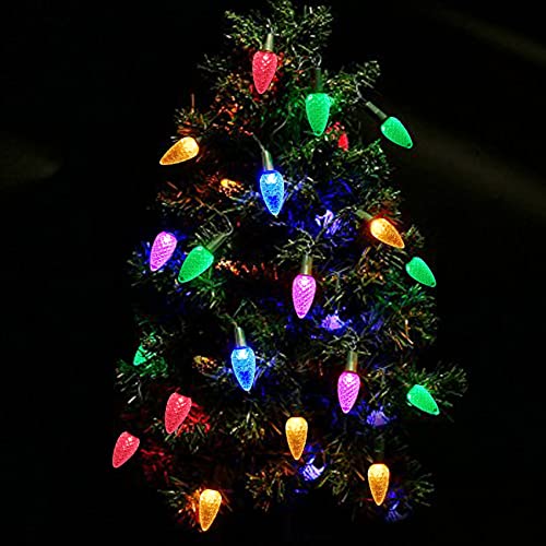 Image of C6 Christmas Lights 50 LED Multicolor Strawberry 18ft Waterproof String Lights for Outdoor Indoor Garden Yard Home Party Christmas Tree Decorations (Multicolor)