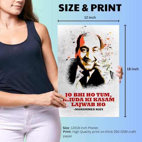 Image of Good Hope Bollywood Singer Mohammed Rafi Poster 12X18 Inch For wall decoration home bedroom living room hall Gift Wall Paintings Sticker wallpaper Hostel Boys Girls Motivational Quote