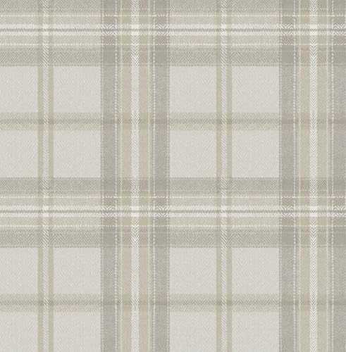 Image of NextWall Harry & Grace Herringbone Plaid Premium Matte Non-Woven Peel and Stick Wallpaper (Frosted Calcutta)