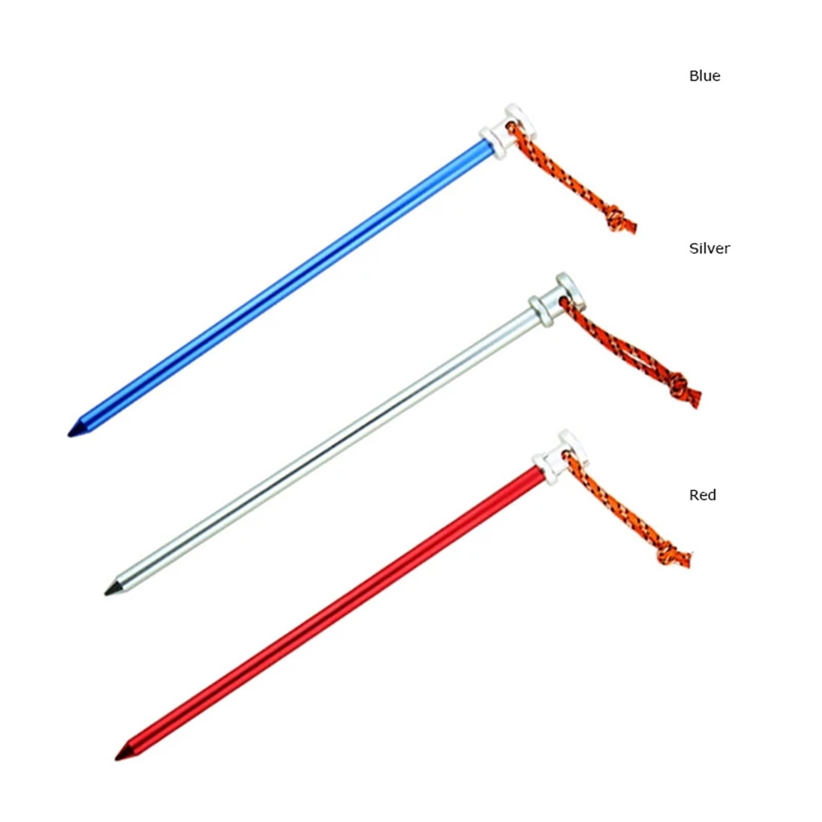 piquets de Tente, Lot de 6 piquets Tente en Aluminium 23 cm (9 Pouces), Jardin Robustes avec Cordon réfléchissant for hamac et Camping(Red)