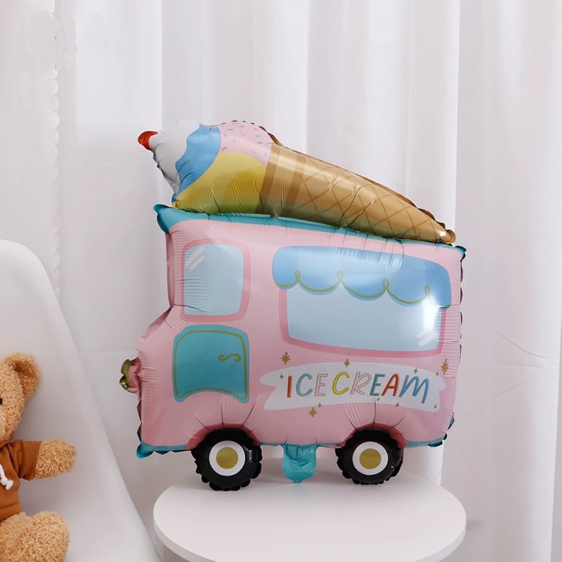 Image of Ice Cream Truck Balloons 2 Pieces Foil Balloon Ice Cream Decoration | Ice Cream Truck Foil Balloon Children's Birthday Party Decoration Summer Party Decoration Kids Gift