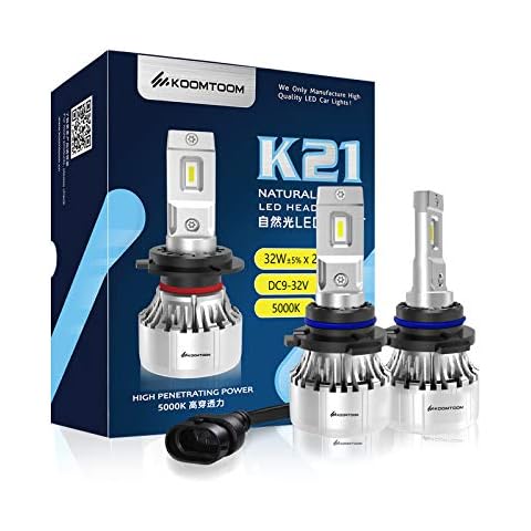 AnyCar KOOMTOOM 9012 Led Headlight Conversion Kits,64W 12000Lm 400% Super Bright Mini Hir2 Headlight Bulbs Led 5000K Warm White IP65 Rated,Halogen Replacement,Pack of 2 (9012/HIR2 64W) Cover
